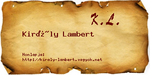 Király Lambert névjegykártya
